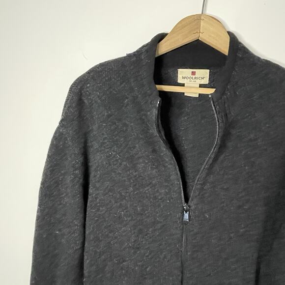 Woolrich Onyx Heather Gray 100% Wool Zip Up Sweater Grandpacore Men’s Size Large - Picture 4 of 16